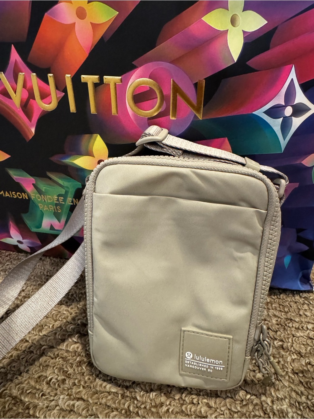 lululemon athletica Small Light Gray Crossbody Messenger Bag